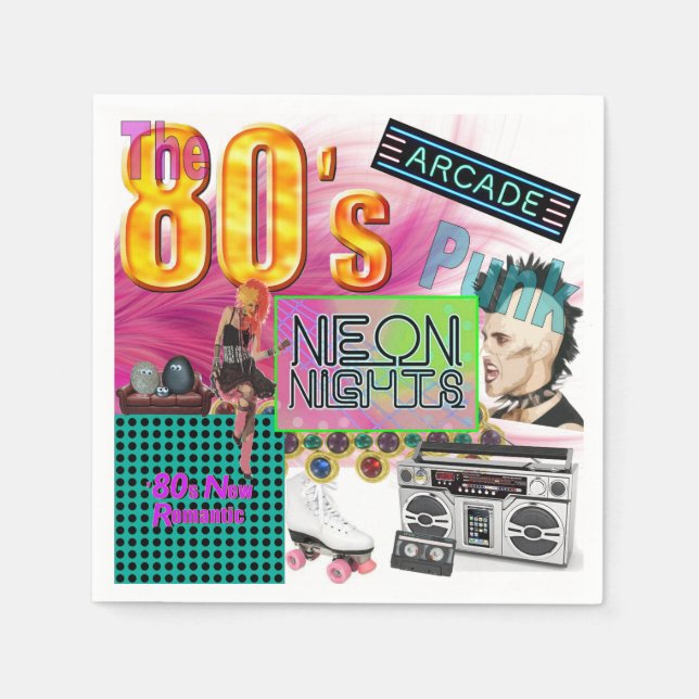 80s Collage Cocktail Napkin (Front)