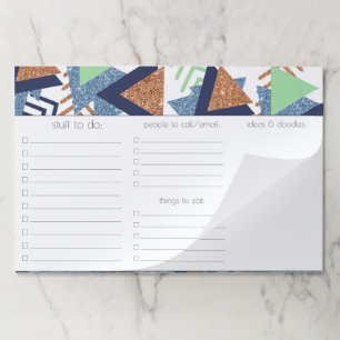 80s Color Abstract Navy Gold Mint Daily To Do Paper Pad