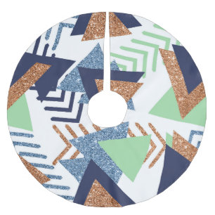 80s Color Abstract Navy Rose Gold Mint 90s Brushed Polyester Tree Skirt