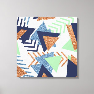 80s Color Abstract Navy Rose Gold Mint 90s Canvas Print