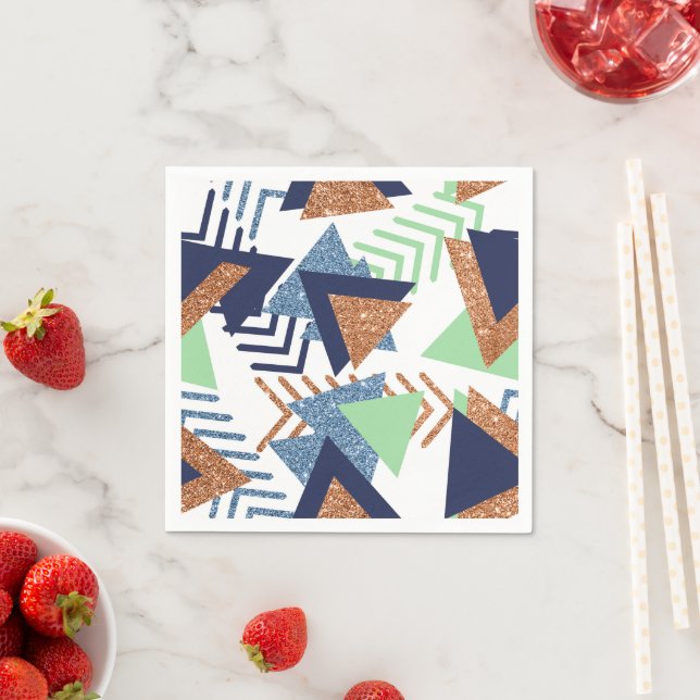 80s Color Abstract | Navy Rose Gold Mint 90s Napkins (Insitu)