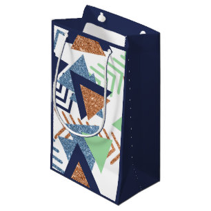80s Color Abstract Navy Rose Gold Mint 90s Small Gift Bag