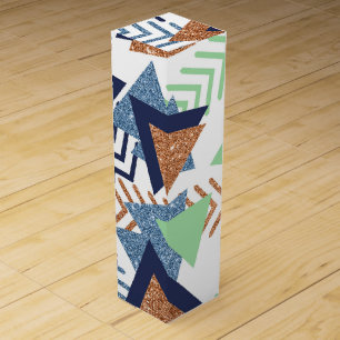 80s Color Abstract   Navy Rose Gold Mint 90s Wine Box