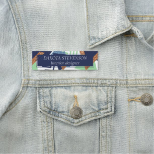 80s Color Abstract Navy Rose Gold Mint Branding Name Tag