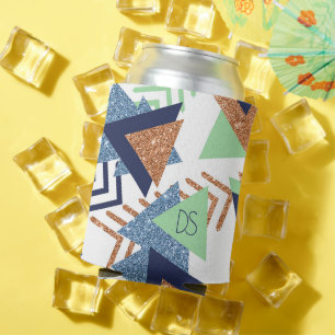 80s Color Abstract Navy Rose Gold Mint Custom Can Cooler