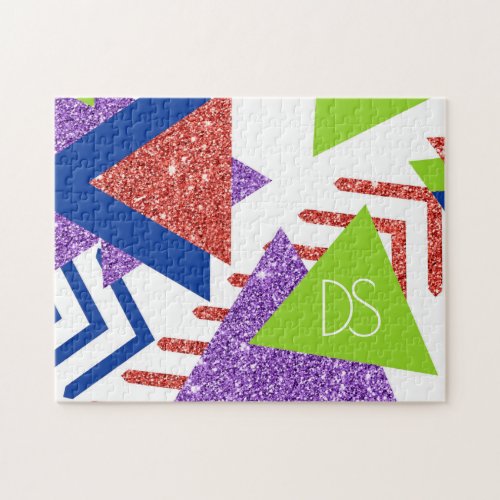 80s Colorful Abstract  Bright Palette 90s Custom Jigsaw Puzzle