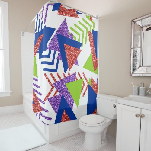 80s Colorful Abstract  Bright Palette 90s Pattern Shower Curtain