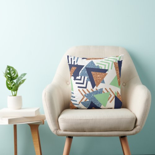 80s Colorful Abstract  Bright Palette 90s Pattern Throw Pillow