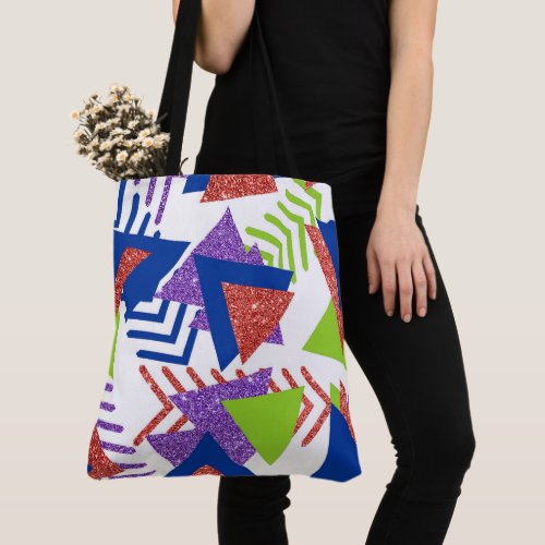 80s Colorful Abstract  Bright Palette 90s Pattern Tote Bag