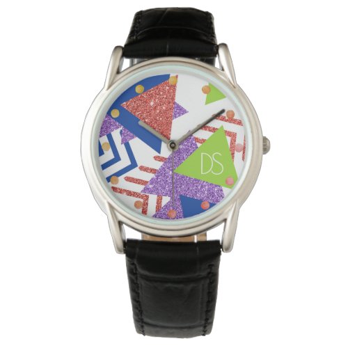 80s Colorful Abstract  Bright Palette Monogram Watch