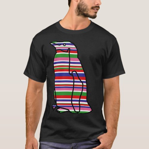 80s Colors Stripes Penguin T_Shirt