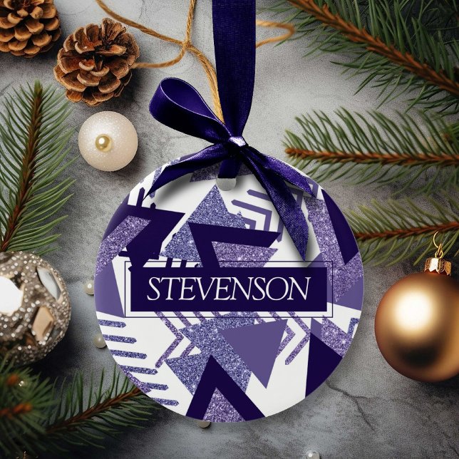 80s Cool Abstract | Purple Passion Shapes Custom Ceramic Ornament (Creator Uploaded)