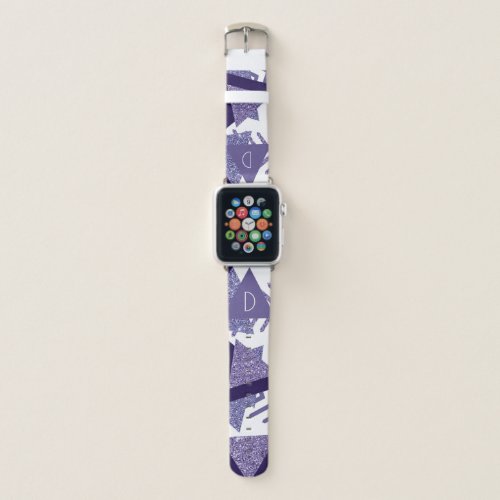 80s Cool Abstract  Purple Passion Shapes Monogram Apple Watch Band