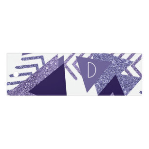 80s Cool Abstract   Purple Passion Shapes Monogram Ruler