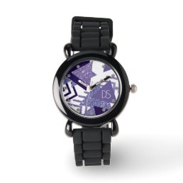 80s Cool Abstract | Purple Passion Shapes Monogram Watch