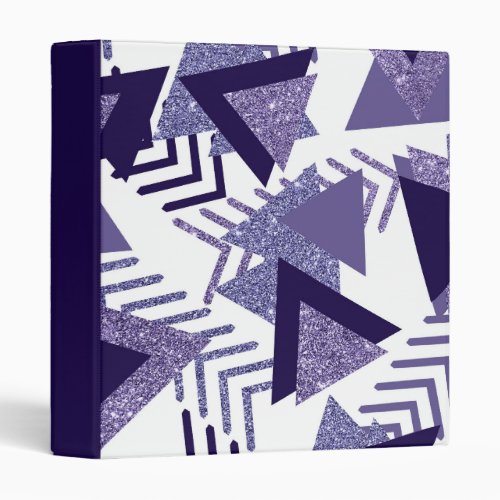 80s Cool Abstract  Purple Passion Shapes Pattern 3 Ring Binder