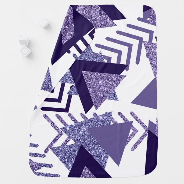 80s Cool Abstract | Purple Passion Shapes Pattern Baby Blanket (In Situ)