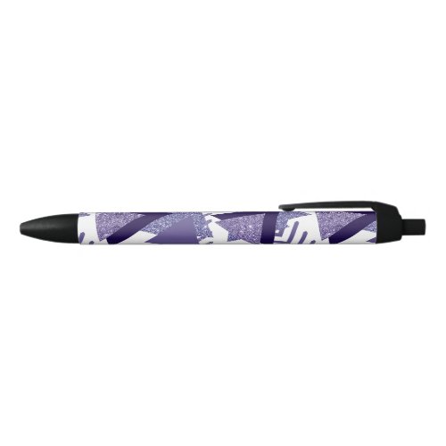 80s Cool Abstract  Purple Passion Shapes Pattern Black Ink Pen
