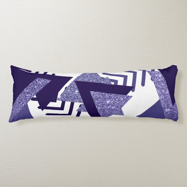 80s Cool Abstract | Purple Passion Shapes Pattern Body Pillow (Front)