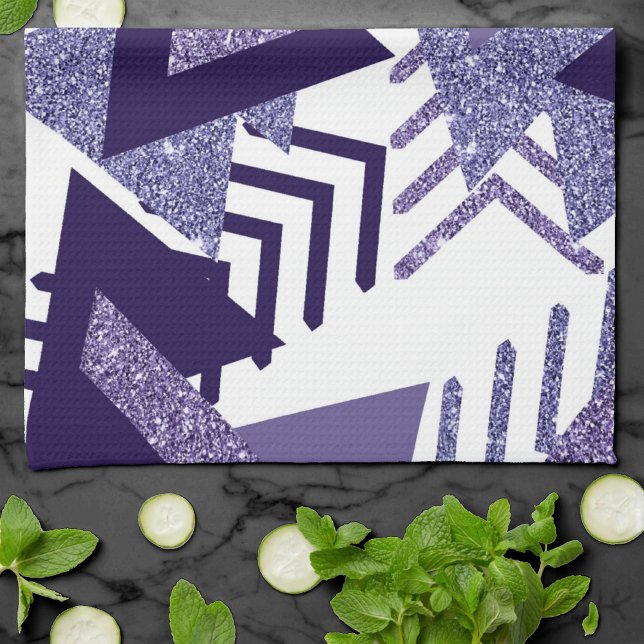 80s Cool Abstract | Purple Passion Shapes Pattern Kitchen Towel (Creator Uploaded)