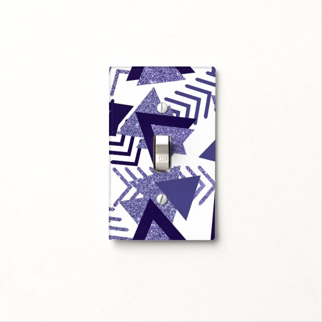 80s Cool Abstract | Purple Passion Shapes Pattern Light Switch Cover (In Situ)
