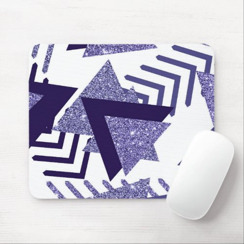 80s Cool Abstract  Purple Passion Shapes Pattern Mouse Pad