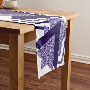 80s Cool Abstract Purple Passion Shapes Pattern Short Table Runner