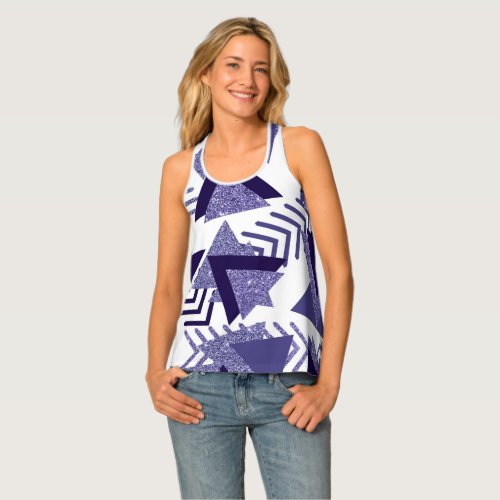 80s Cool Abstract  Purple Passion Shapes Pattern Tank Top