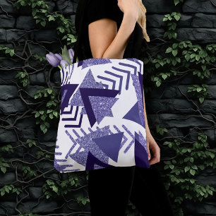 80s Cool Abstract Purple Passion Shapes Pattern Tote Bag