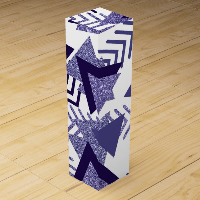 80s Cool Abstract | Purple Passion Shapes Pattern Wine Box (Front)