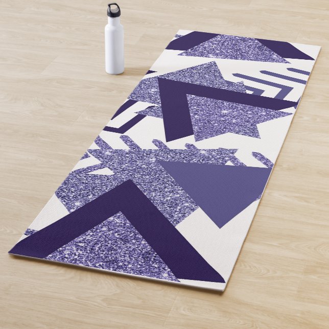 80s Cool Abstract | Purple Passion Shapes Pattern Yoga Mat (In Situ)