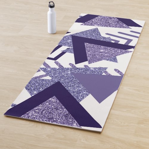80s Cool Abstract  Purple Passion Shapes Pattern Yoga Mat