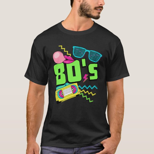 80s Costume Theme Party 80s Outfit Retro Party Vin T-Shirt (Front)