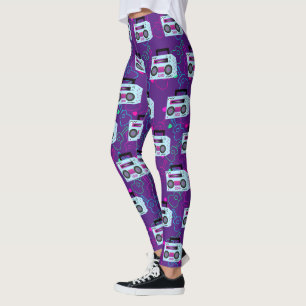 80s custom Halloween Purple Neon Guitar Leggings