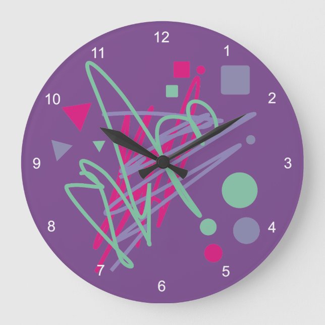 80s design eighties vintage splash medley art large clock (Front)