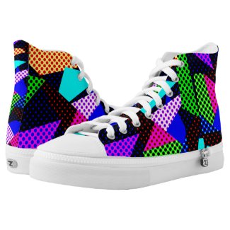 80s Disco style, dotted rainbow color mix pattern High-Top Sneakers