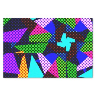 80s disco style geometric grunge pattern, colorful tissue paper