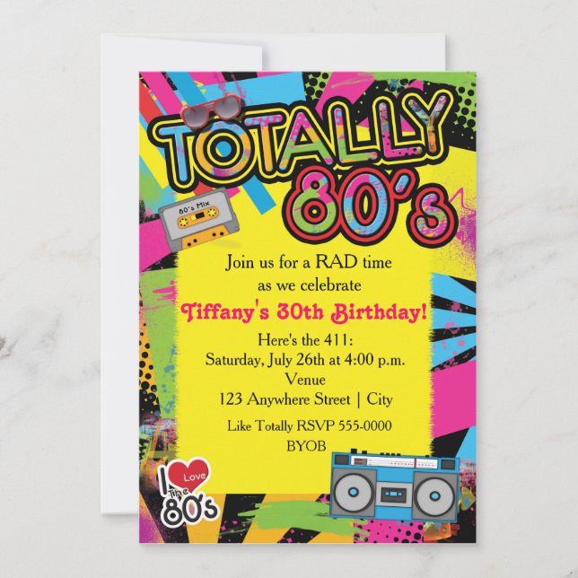 80's Eighties Birthday Party Retro Invitation (Front)