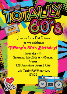 80s party invitations zazzle