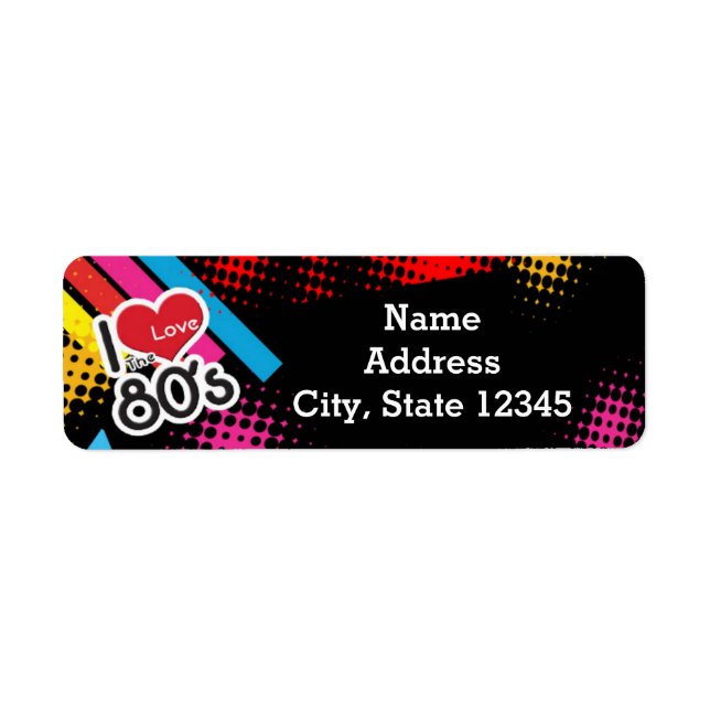 80's Eighties Party Retro Address Labels Sticker (Front)