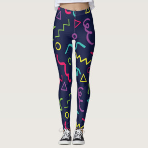 80s eighties retro neon Memphis pattern Leggings