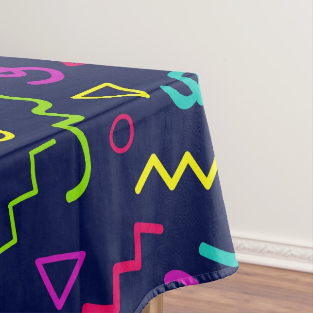 80s eighties retro party neon Memphis pattern Tablecloth (In Situ)