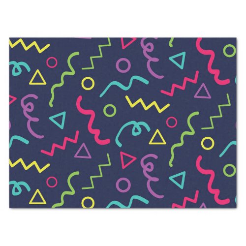 80s eighties retro party neon Memphis pattern Tissue Paper