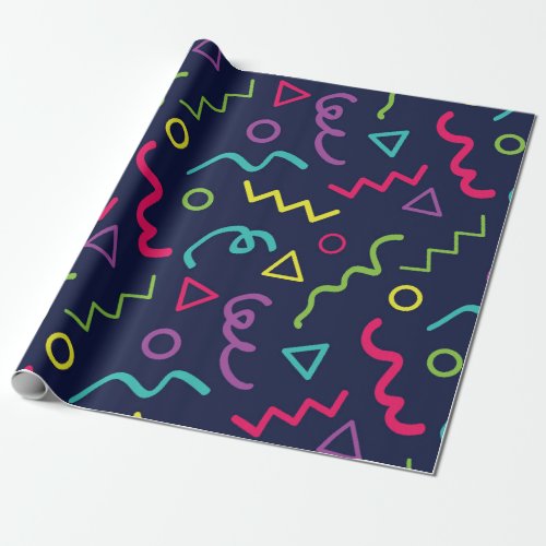 80s eighties retro party neon Memphis pattern Wrapping Paper