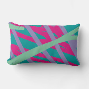 80s eighties vintage colors splash medley art girl lumbar pillow