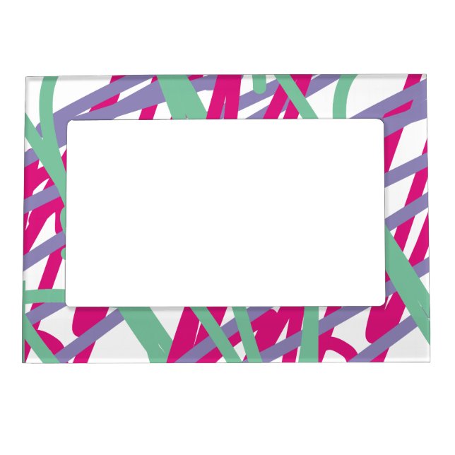 80s eighties vintage colors splash medley art girl magnetic photo frame (Front)