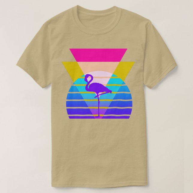 80s Flamingo Nostalgic Graphic T-Shirt (Design Front)