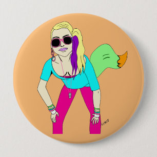 80s foxy girl button