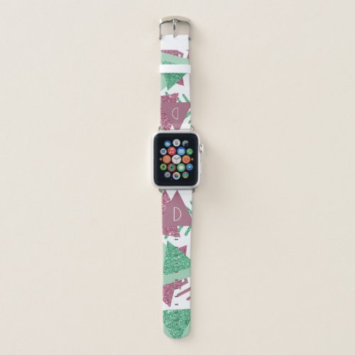 80s Fresh Abstract  Pink and Green Shape Monogram Apple Watch Band