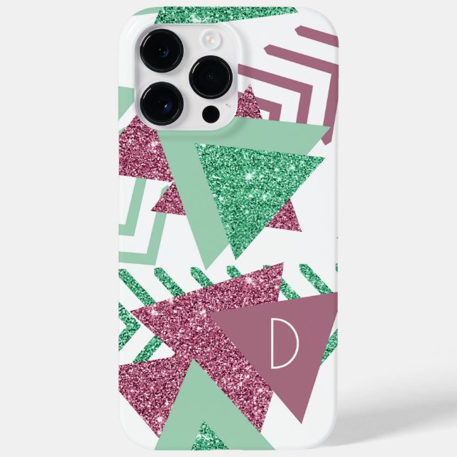 80s Fresh Abstract | Pink and Green Shape Monogram Case-Mate iPhone Case (Back)
